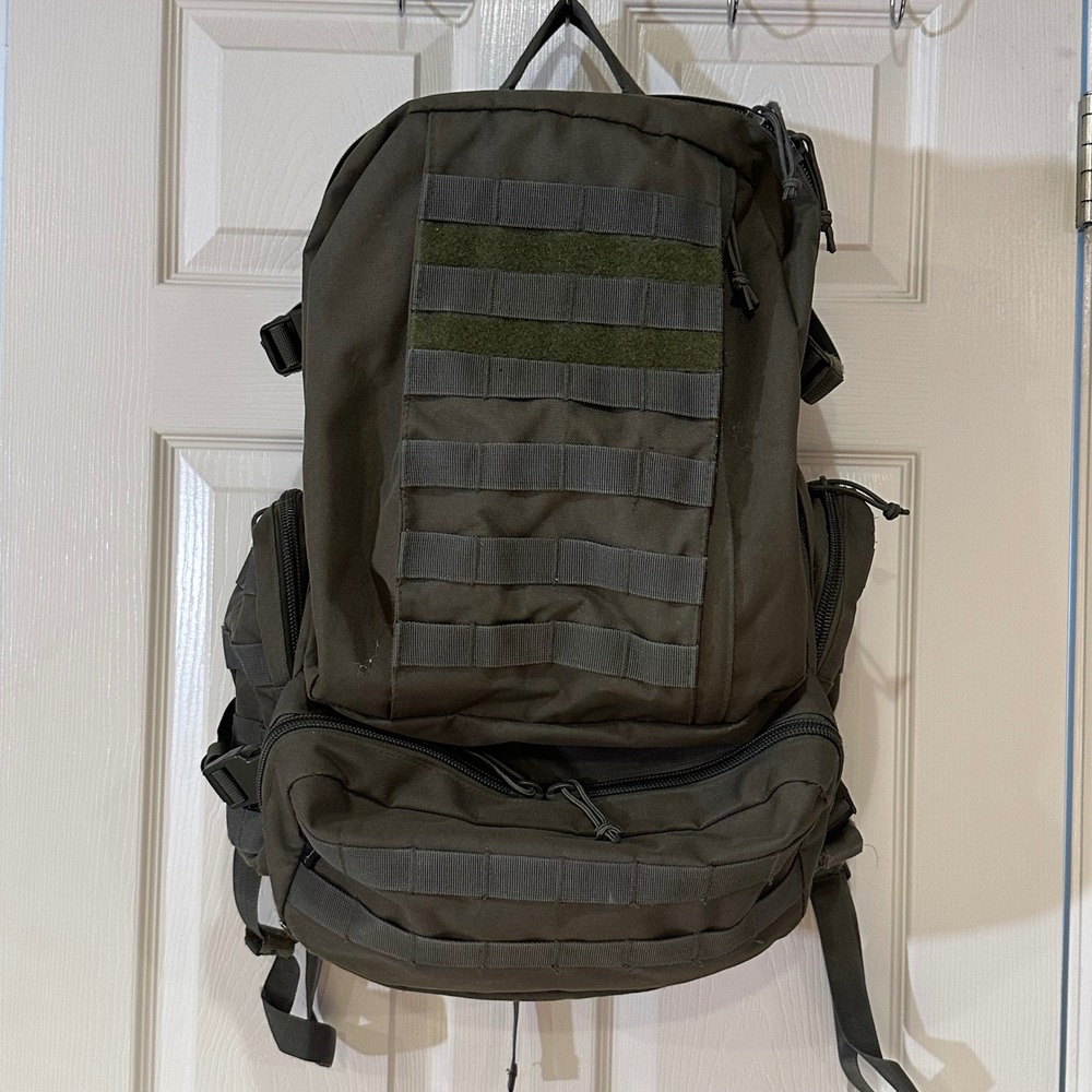 WFS Tactical Military Style MOLLE Backpack Olive Drab Green Multi-Pocket Pack
